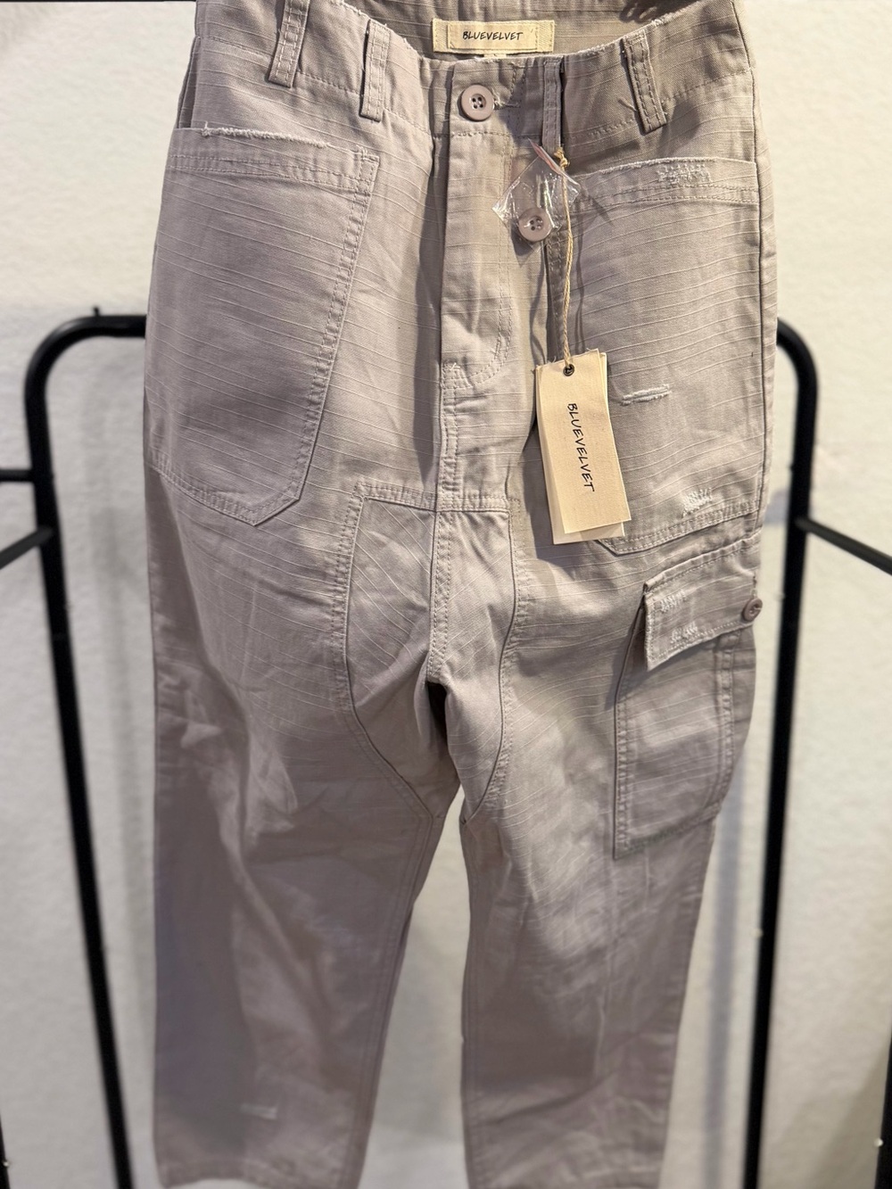 Blue Velvet Wide-Leg Cargo Pants